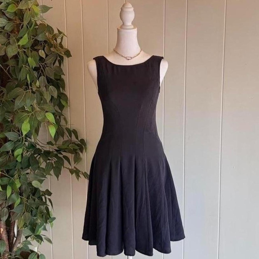 Theory Black Pleated Mini Dress Sleeveless Open Back Women's Size 0
